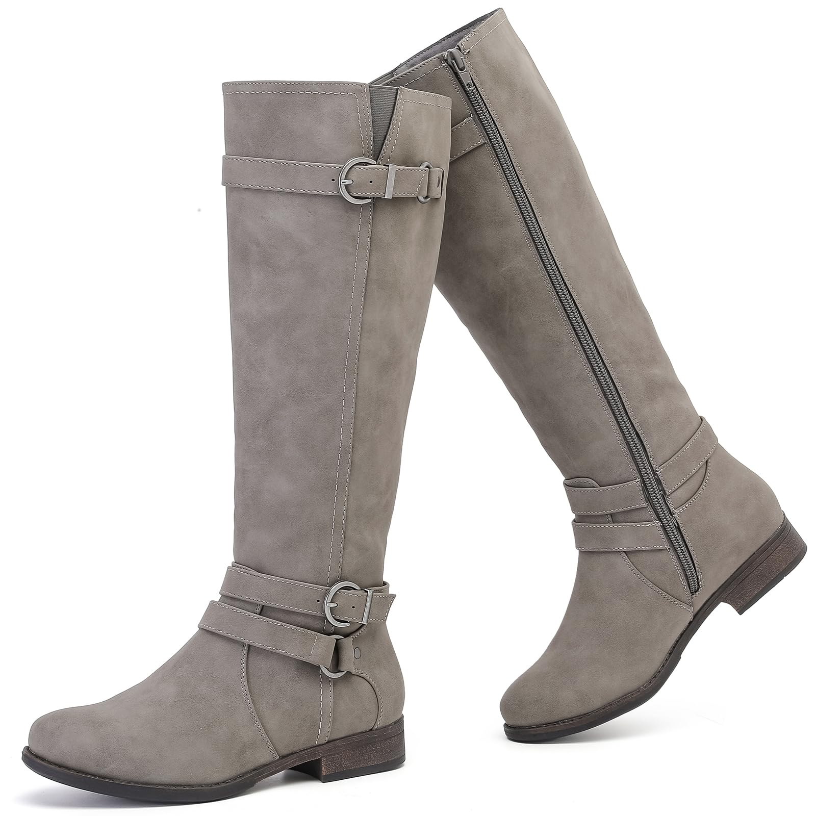 Women's Knee High Boots Classic Comfort Riding Combat Boot Round Toe Side Zipper Long Tall Fall Winter Boots for Women.